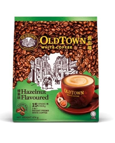 Image of Old Town 3 in 1 White Coffee Hazelnut Flavour (15 Sachets) 474g | Authentic Malaysian White Coffee | Smooth and Creamy | Quick and Easy