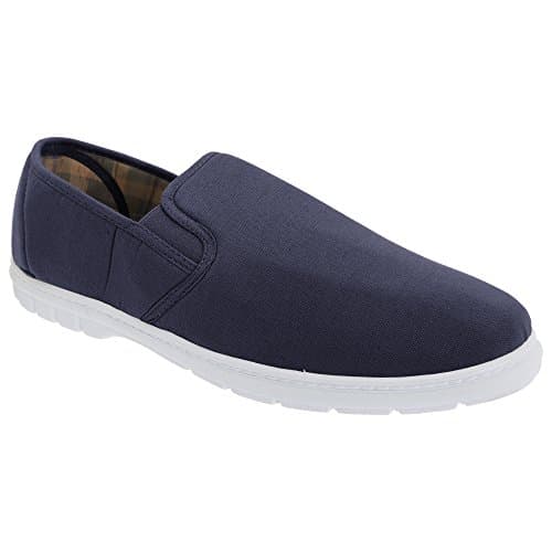 Image of Scimitar Mens Twin Gusset Slip On Casual Textile Shoes (8 UK) (Navy Blue Denim)