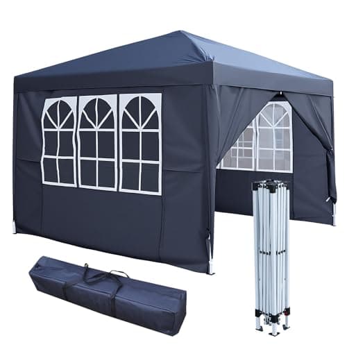 Image of 2.5x2.5m Pop Up Gazebo with 4 Removable Sidewalls, Portable Outdoor Party Tent with Carry Bag, All Weather Canopy for Camping, Markets, Garden Events (Grey)