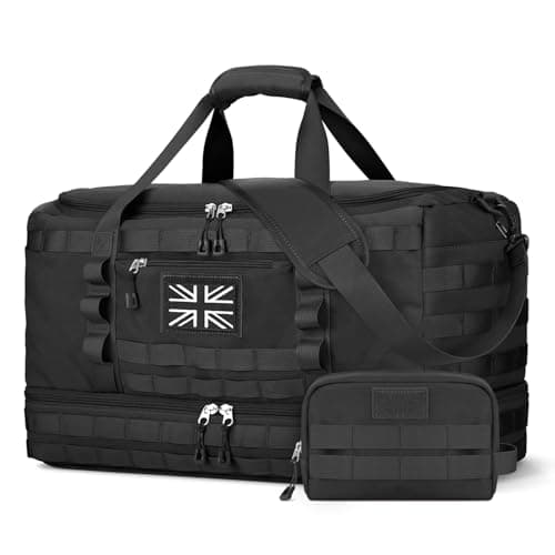 Image of ETRONIK Travel Duffle Bag for Men, Tactical Gym Bag & Weekender Overnight Bag for Travel with Toiletry Bag and Shoe Compartment, Carry on Holdall with Wet Pocket for Workout Football Sport, Black