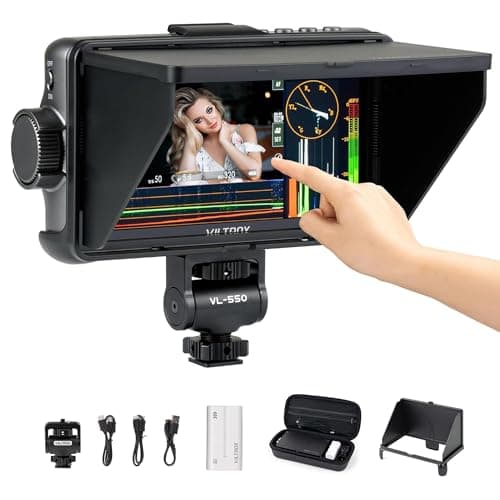 Image of VILTROX 5.5 Inch 1200nits 4K 10bit HDMI Field Monitor, Touchscreen 3D LUT Portable Video Kit With Battery, On-Camera RGB Parade Histogram Waveform Focus Assist (DC-550 Pro)
