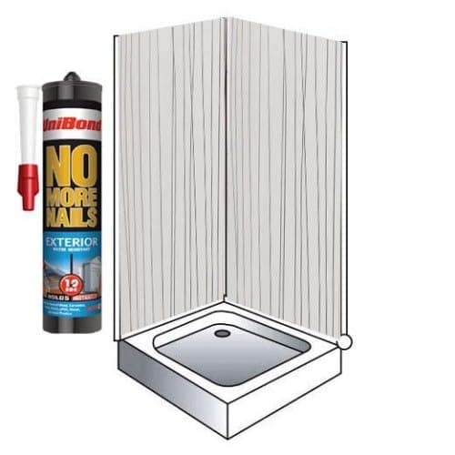 Image of White String Shower Wall Panels Kit 1m x 2.4m x 10mm Waterproof Easy to Install PVC Wall Panels 2 Sided Cubicle
