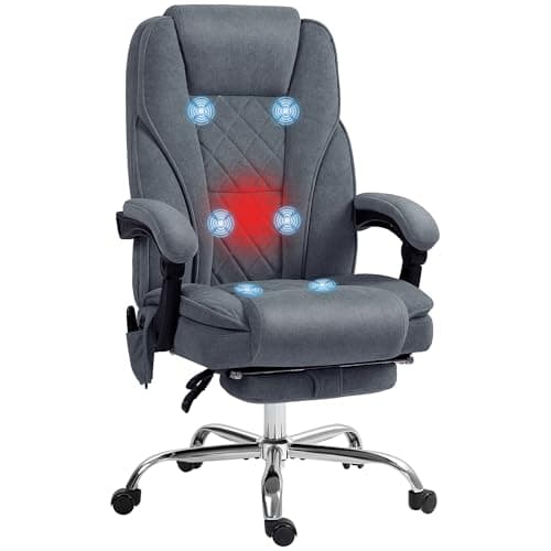 Image of Vinsetto Massage Office Chair with 6 Point Massage and Heat, Desk Chair with Footrest, Reclining Backrest, Swivel Wheels, Adjustable Height, Dark Grey