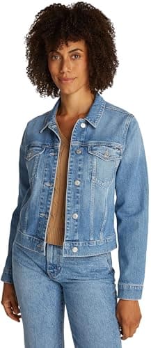 Image of Tommy Hilfiger Women’s Uma Slim Fit Denim Jacket, Blue (Uma), 8