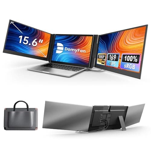 Image of domyfan 15.6" Ultra-Slim Portable Triple Display FHD 1080P IPS for 13-17" Laptops, Plug & Play via HDMI/USB-A/Type-C, for Mac/Windows/Android
