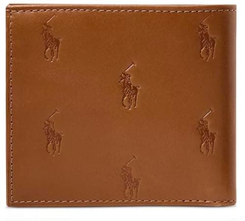 Image of POLO RALPH LAUREN Men's Allover Pony Leather Billfold Wallet tan, tan, Billfold