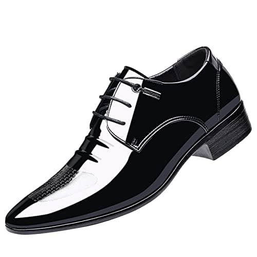 Image of Fashion Summer and Autumn Men Leather Shoes Pointed Toe Low Heeled Lace Up Solid Black Casual British Style Focus Shoes Men