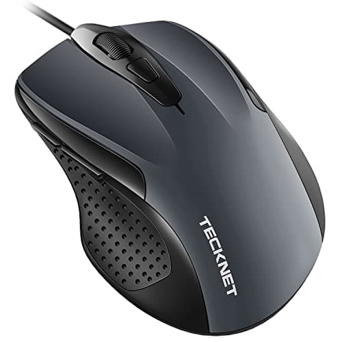Image of TECKNET USB Wired Mouse, 6400 DPI Mice 4 Adjustable DPI with 6-Button Corded, Optical Computer Mouse with Ergonomic Design for Laptop, Chromebook, PC, Desktop, Mac, Notebook