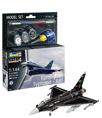 Image of Revell 63796 Model Set Eurofighter Typhoon - RAF 1:144 Scale Unbuilt/Unpainted Plastic Model Kit with Accessories