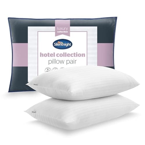Image of Silentnight Hotel Collection Pillows 2 Pack - Luxury Hotel Quality Pillows Soft Medium Support for Back and Side Sleepers Comfy Supportive - Hypoallergenic and Machine Washable - Pack of 2