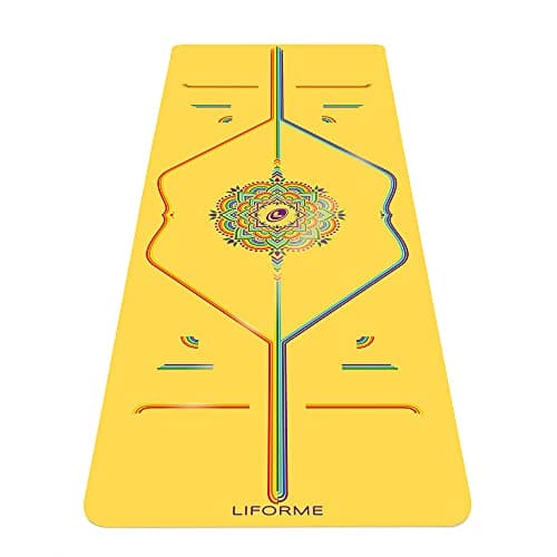 Image of Liforme Printed Travel Yoga mat – Free Yoga Bag, Patented Alignment System, Warrior-like Grip, Non-slip, Eco-friendly and Biodegradable, Ultra-lightweight, Sweat resistant, Long, Wide and Thick