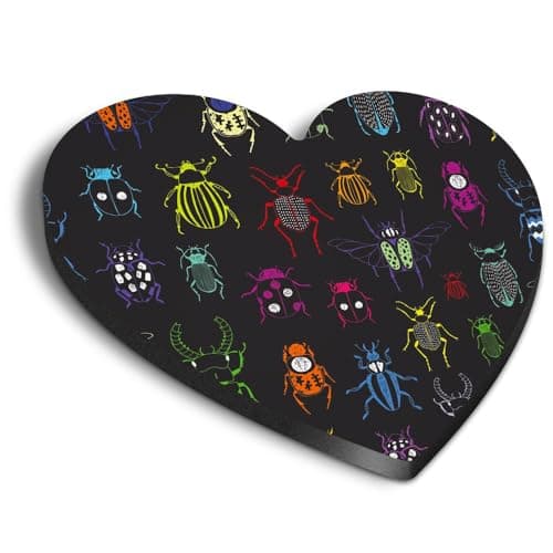 Image of 1x Heart MDF Magnet 6cm - Colourful Beetle Pattern Boys Kids - Fridge Locker Office Whiteboard Toolbox #170501