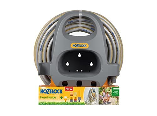 Image of HOZELOCK - Starter Wall Hose Kit 20 m : Complete Kit with Fittings, Nozzle and 20 m Select Hose, with Optimized Storage Space, Ready for Use [2364 0000], Yellow & Grey