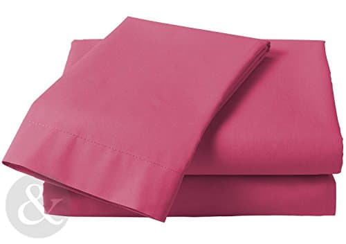 Image of GlampTex (tm) Bed Sheets Fitted Sheet Luxury Bedding Sheet Single Double King Super King (Single, Cerise Pink)