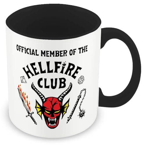 Image of MUGGZ Strange Mug – Hellfire Club Logo – Black Handle with Actual Font – Novelty Fan Gift Cup