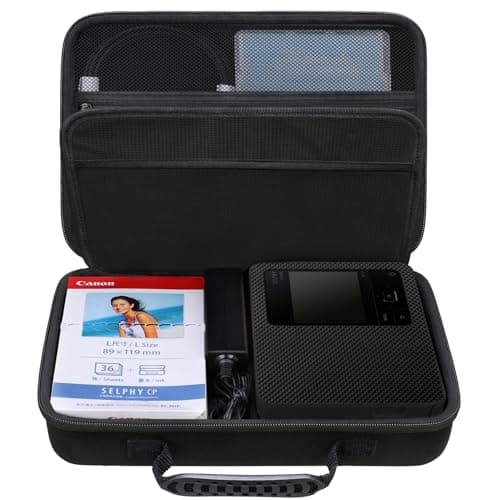 Image of Elonbo Carrying Case for Canon SELPHY CP1500 Compact Photo Printer, Portable Bluetooth Instant Print Camera Storage Holder Bag, Mesh Bag Fits Zink Photo Paper Cable, Black