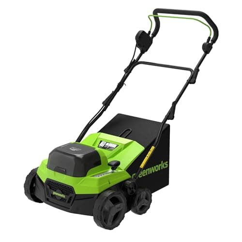 Image of Greenworks 48V(24V x 2) Brushless Lawn Scarifier and Dethatcher, 2-in-1 Lawn Rake, 38cm Working Width, 5 Height Adjustments, 45L Collection Bag, Foldable Handle, Cordless Tool, Tool Only, GD2X24SC38II