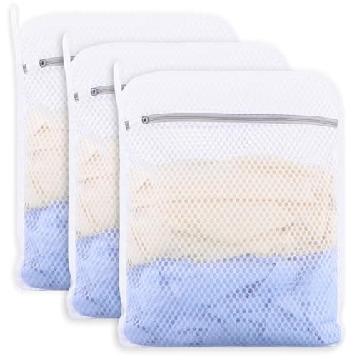 Image of Dntorx 3 PCS Durable Honeycomb Mesh Laundry Bags for Delicates with Zipper, Reusable Laundry Bags for Washing Machine Washing Bags for Laundry Wash Bags for Clothes, Socks, Underwear, Bra (12inx16in)