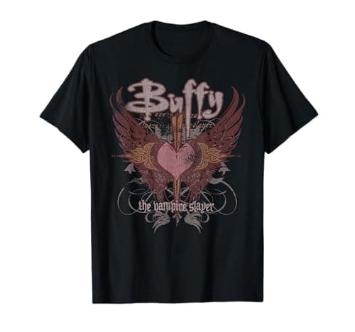 Image of Buffy The Vampire Slayer Gothic Winged Heart Y2K TV Show T-Shirt