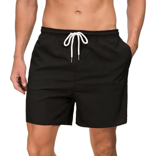 Image of InfiniZer Mens Swimming Shorts Quick-Dry Waterproof Swim Trunks with Side Pockets and Drawstring Waist Swimming Shorts Men for Surfing, Pool, Water Sports (UK, Alpha, 3XL, Regular, Regular, Black)
