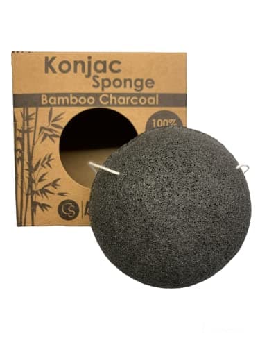 Image of CS Beauty Set of Konjac Sponges - 3X Natural Exfoliating and Cleansing Sponge Shower Puffs for Face and Body Including Bamboo Charcoal - Vegan & Cruelty Free
