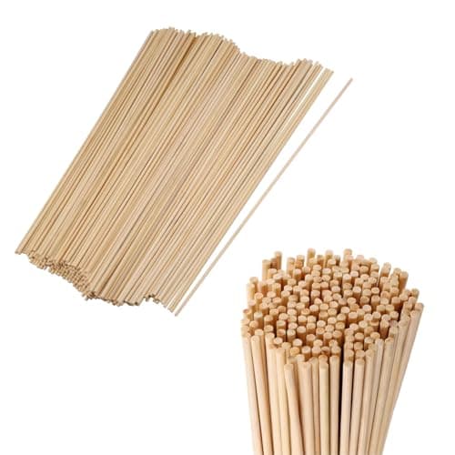 Image of 200 Pcs Square Wooden Sticks Dowels, 300 * 3 mm Unfinished Natural Wooden Sticks, Candy Floss Cotton Candy Food Grade Wood Sticks, Rods Hardwood Sticks for Crafts and DIY (Round)