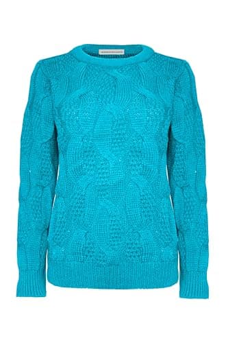 Image of Generation Fashion New Ladies Women Knitted Sweater Crew Neck Cable Knit Jumper Pullover Top Long Sleeve[Turquiose,M]