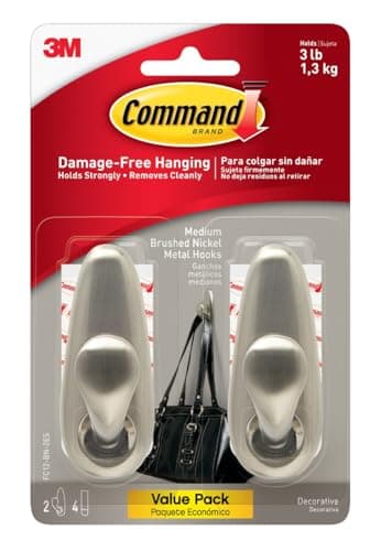 Image of Command FC12-BN-2ES Medium Forever Classic Value Pack, Brushed Nickel, 2 Hooks, 4 Strips