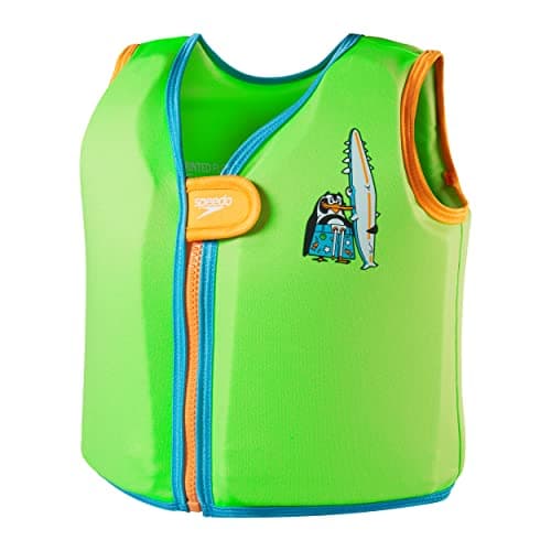 Image of Speedo Unisex-Baby Character Printed Buoyancy Vest | Flotation | Learn to Swim | Swimming Lessons, Chima Azure Blue/Fluro Green, 1-2YR