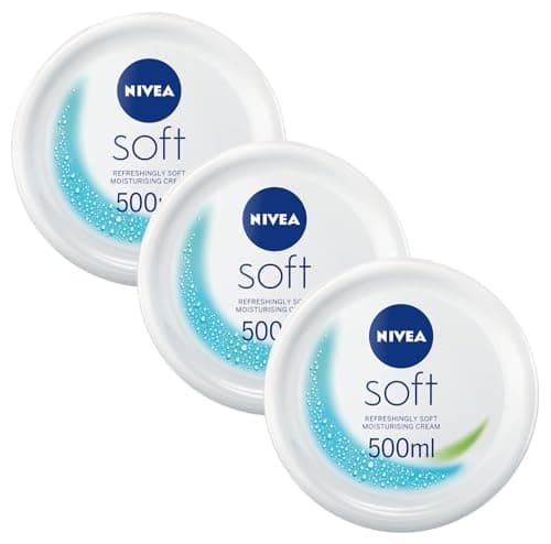 Image of NIVEA Soft Moisturising Cream (500ml), A Moisturising Cream for Face, Body and Hands with Vitamin E and Jojoba Oil, Hand Cream Moisturises Deeply, All-Purpose Day Cream (Pack of 3)