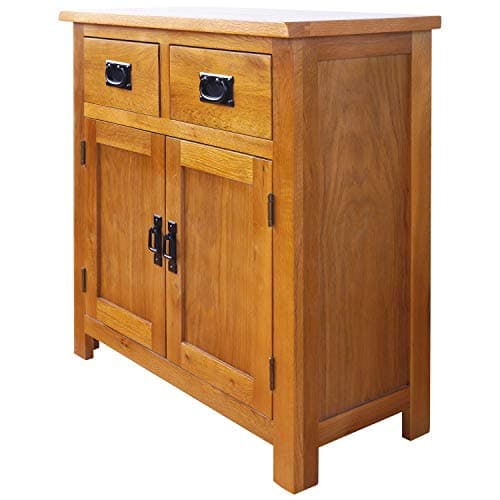 Image of Aurotrice Oak Small Sideboard/2 Door 2 Drawer Mini Sideboard/Living Room Storage (Rustic) …