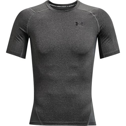 Image of Under Armour Mens Ua Hg Comp Short-sleeved Sports T-shirt For Men, Comfortable And Lightweight Gym Clothes Workouts, Carbon Heather, XS