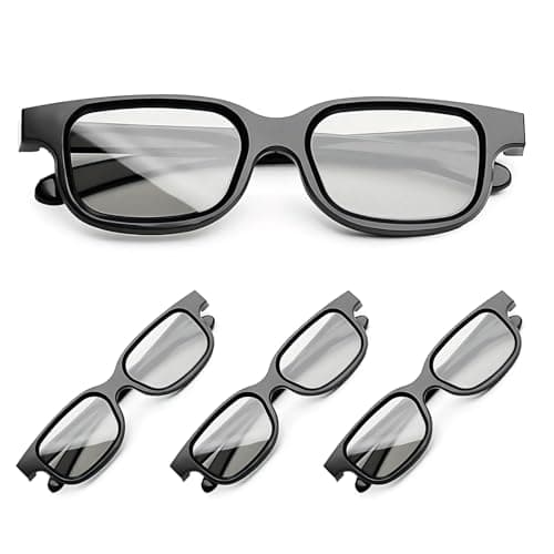 Image of Kaelorae 4Pcs 3D Glasses for Cinema, Passive Polarized 3D Glasse Black Universal 3D Viewing Glasses 3D Sunglasses for Childrens Adults Home Cinema Theater TV Game 3d Print Anaglyph Photos
