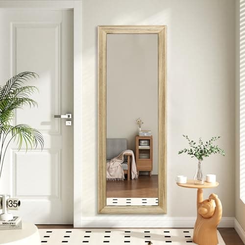 Image of AAZZKANG Large Mirror Full Length Wooden Frame 110L x 35W cm Rectangular Full Body Mirrors for Bedroom Living Room Bathroom Entryway Hallway Hanging