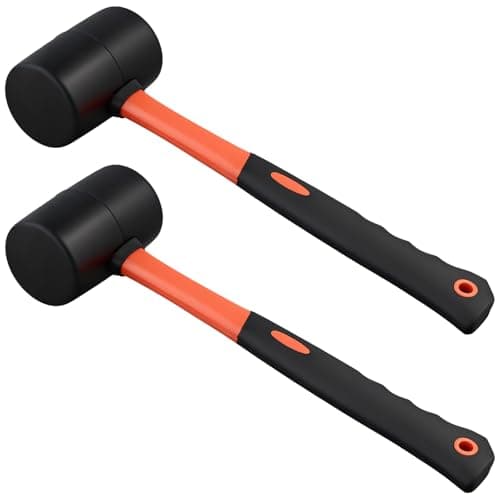 Image of SENJEOK 2 Pcs 24oz Rubber Mallet, Red and Black Mallet Hammer for DIY Camping Woodworking