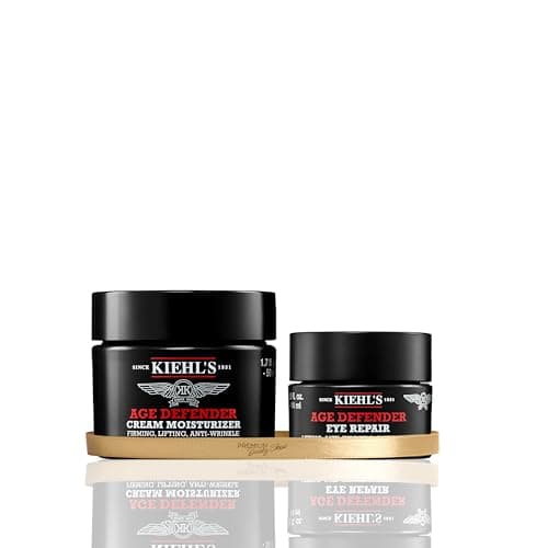 Image of Kiehl's Age Defender Cream Moisturiser 75ml & Age Defender Eye Repair 14ml, Men's Anti-Ageing Duo with Linseed & Rye Seed Extracts
