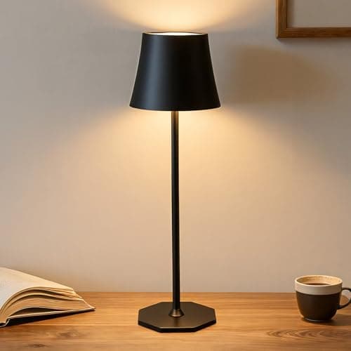 Image of Alaoo Rechargeable Cordless Table Lamps, Dimmable Touch Control Wireless Lamp with 3 Color Modes, Portable LED Touch Bedside Table Lamp for Living Room, Office, Bedroom, Work, Study, Black