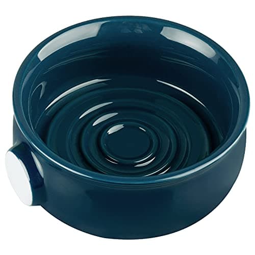 Image of Linkidea Ceramic Shaving Soap Bowl with Non-Slip Handle, Wide Mouth, Large Capacity, Easier to Lather Ridges, Wet Razor Shave Cream Bowl for Men (Navy Blue)