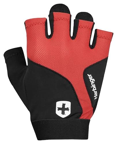 Image of Harbinger Flexfit 2.0 Weightlifting Gloves-Natrual Grip Palm Protection and Full Range of Motion,7-Piece Leather Palm Naturally Contours To Your Hand,Provides Full Range of Motion,Large,Red
