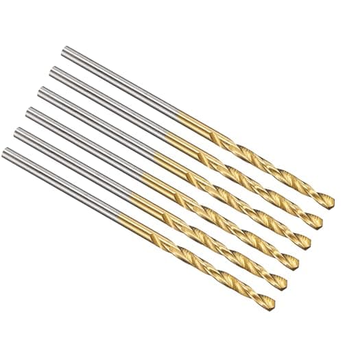 Image of PATIKIL 1.6mm Drill Bit, Jobber Straight Shank M2 High-Speed Steel 135° Titanium Nitride (TiN) Coated for Stainless Steel Hard Metal - 6 Pack