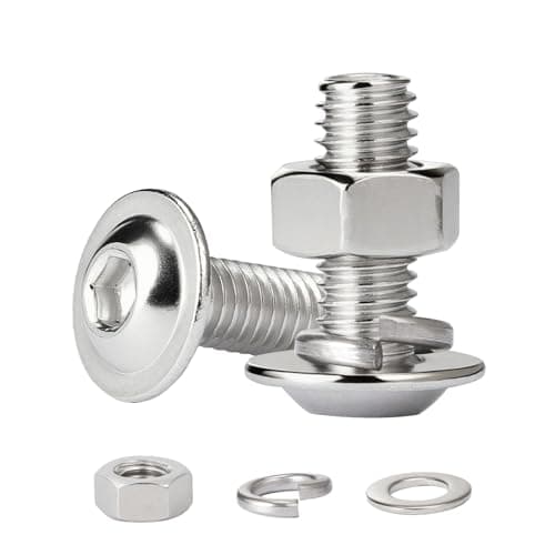 Image of QANCEN 10 Pcs Flanged Button Head Socket Cap Screws M5x12mm, Nuts and Bolts Set Stainless Steel Pan Head Screws with Flat & Lock Washers Assortment Kit