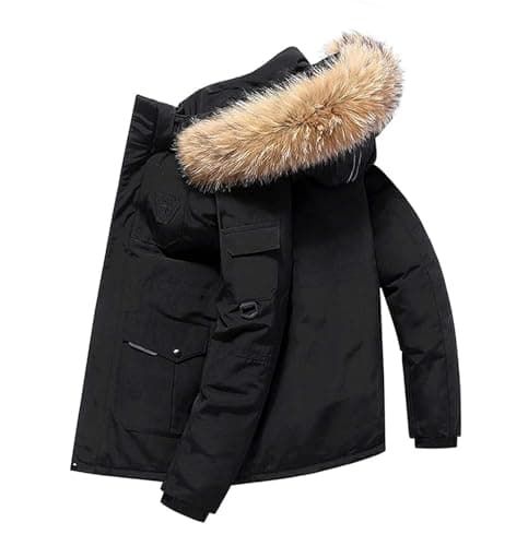 Image of Men's Down Jacket Big Goose Autumn and Winter Thickened Coat Canada Style Warm Snow Coat,Black,L