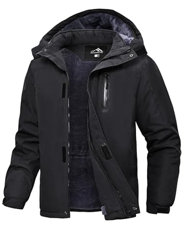 Image of Peakwell Men's Waterproof Ski Winter Jacket Outdoor Windproof Rain Coats Warm Breathbale Hiking Jacket, Black, XXL