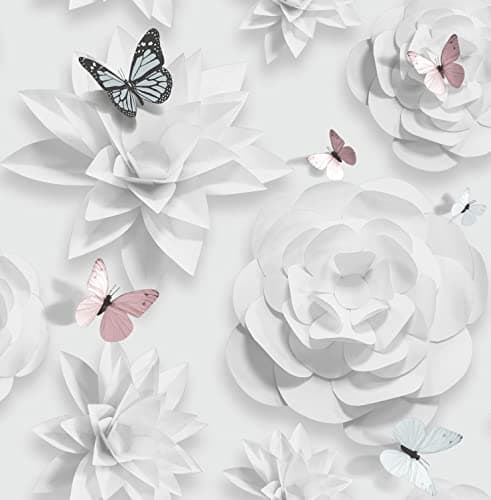 Image of Superfresco Easy Origami White/Grey Wallpaper | Paste the Wall | White/Grey Floral | Eco-Friendly