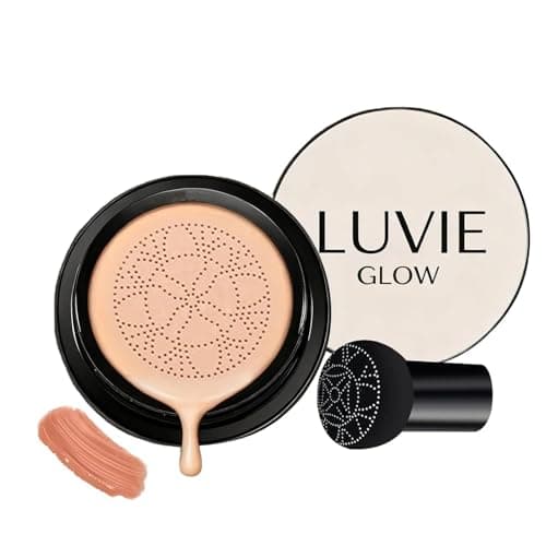 Image of 2026 New Luvie Glow Foundation Cushion, Mushroom Head Air Cushion CC Cream, Luvie Glow Makeup - Moisturizing Concealer Brighten Long-Lasting, Natural BB Cream for All Skin Types (Brunet Brown)