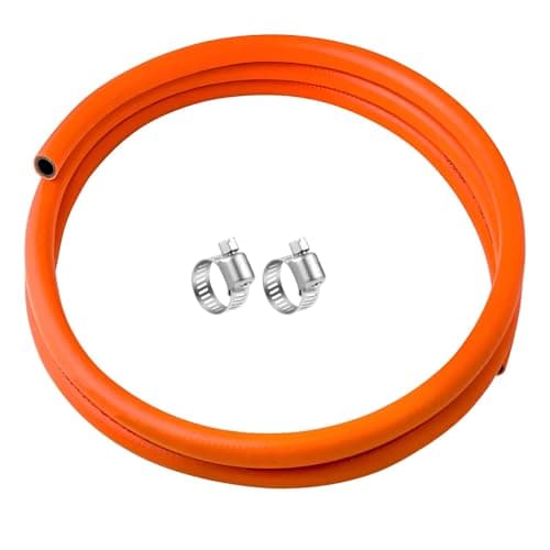 Image of 2m Length of LPG Gas Hose – 8mm Internal Bore British Standard Gas Pipe for Butane & Propane with 2 Hose Clips – Safe and Durable