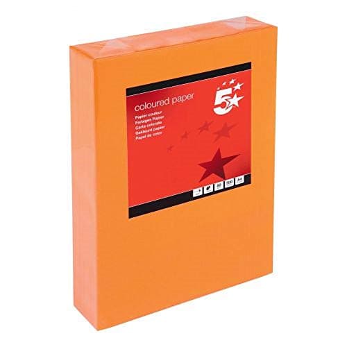 Image of 5 Star Coloured Copier Paper Multifunctional Ream-Wrapped 80gsm A4 Deep Orange [500 Sheets]