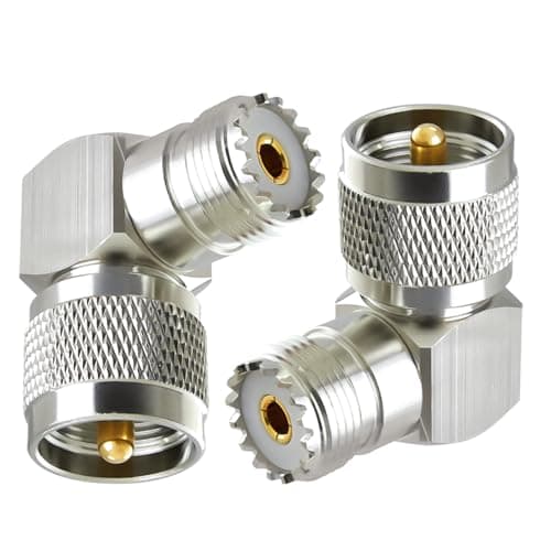 Image of ACONRFTOL 2PCS UHF Male to UHF Female Right Angle Adapter UHF PL259 to SO239 90 Degree Antenna Connector UHF CB Radio Adapter Elbow SO-239 PL-259 for CB Amateur Radio Antenna Coaxial Cable