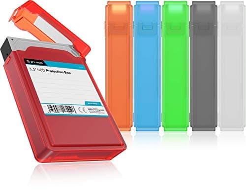 Image of ICY BOX 6-piece set of hard drive boxes for 3.5 inch HDD for protection or storage, stackable, labeling options, hard case, plastic, multicolor, IB-AC602b-6