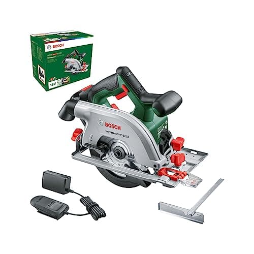 Image of Bosch Cordless Circular Saw UniversalCirc 18V-53 (Precise Sawing in Wood; Max. Cutting Depth 53 mm; 18 Volt System; 1x 2.5Ah Battery and Charger)